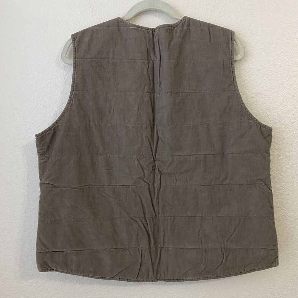 Eddie Bauer Vest Womens XL Corduroy Cotton Collin Bay Brown Gray - Picture 2 of 6